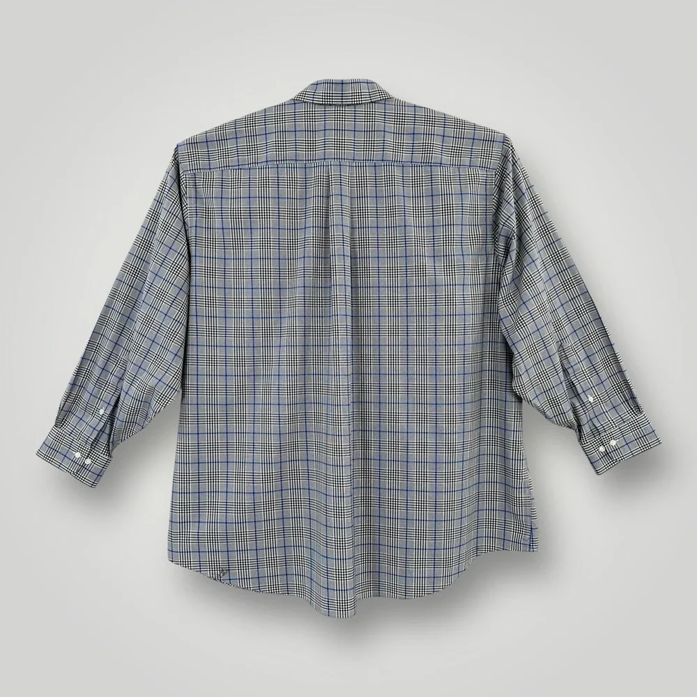Brooks Brothers Stretch Supima Shirt Mens‎ 19 34/35 Blue Plaid Non Iron Dress